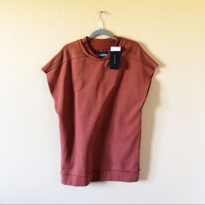 Zara cutoff sleeve heavy knit tee